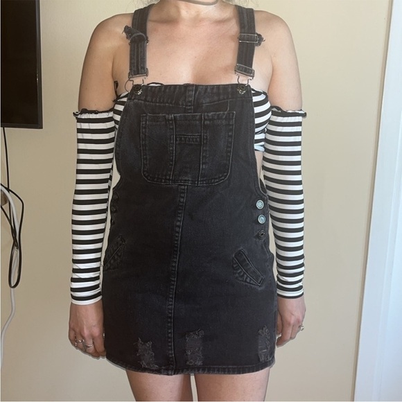 Hysteric Glamour Vintage Goth Grunge Punk Distressed Overall Mini Dress Whimsi - Picture 9 of 11